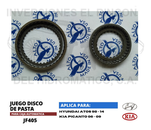 Juego De Discos De Pasta Jf405e Kia Picanto / Hyundai Atos  Foto 2