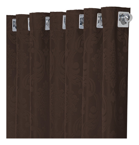 Cortina Jacquard 280 X 1,40 Altura Semi Blackout Sala/quarto Cor Tabaco