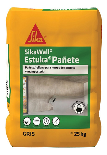 Sika Estuka Pañete Relleno Para Nivelación Muros Gris 25kg