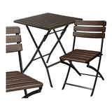 Combo Mesa Plegable + 2 Sillas Plegables Jardin Exterior