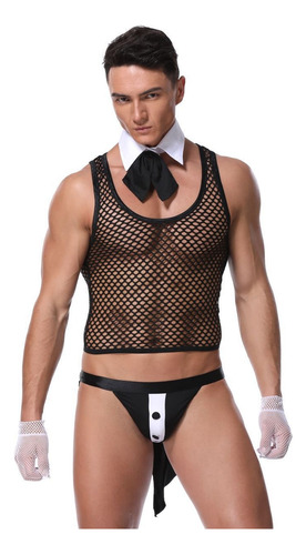 Conjunto De Cosplay Sexy De Garçom Sheer Mesh Para Pijamas M