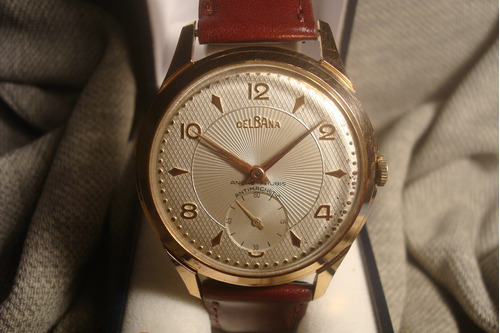 Precioso Reloj Delbana Antiguo '53 Oro Plaque18k Unico Joya!