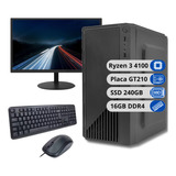 Pc Ryzen 3 4100 Gt210 240gb 16gb Monitor Mouse Teclado Wifi