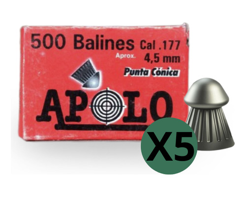 Balines Conicos Apolo 4.5mm X 500 Aire Comprimido - 5 U