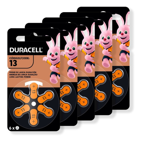 30 Bateria Tamanho 13 Duracell Auditiva Phonak Audium Widex 