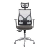 Silla Cool Grey Escritorio Pc Ergonómica Oficina Synchron Lino Gris Con Apoyacabeza