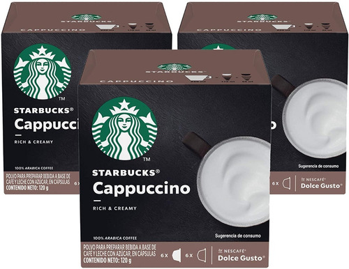 Pack X3 Cajas De Nescafé Dolce Gusto Starbucks Cappuccino 