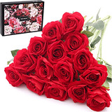15 Pimpollos De Rosas Flores Artificiales Realista Rojo