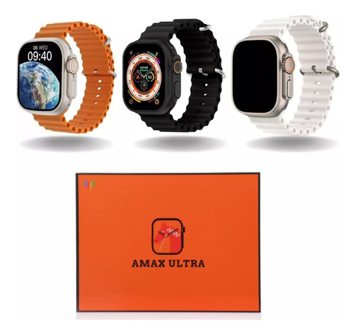  Relógio Inteligente 2 Pulseira Amax Ultra New 2023 49mm Nfc