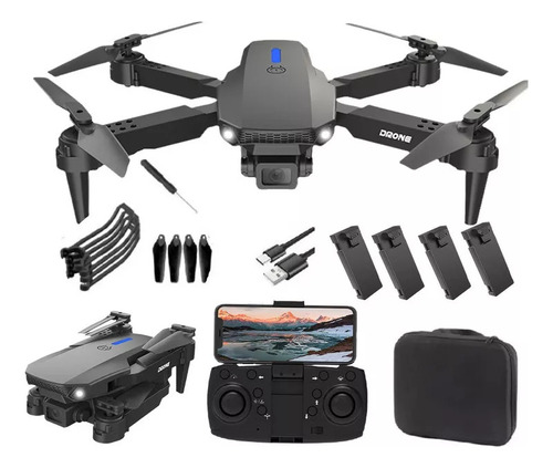 Mini Helicóptero De Juguete Drone Con 2 Cámaras Y 4 Baterías