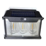 Farol Aplique Led Solar 3 Ampolletas Impermeable Ip65