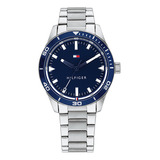 Reloj Tommy Hilfiger Para Hombre De Acero Plateado 1791817 Color Del Bisel Azul Marino Color Del Fondo Azul Marino