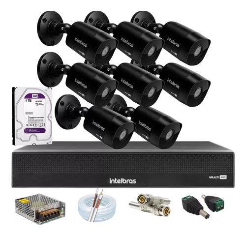 Kit Intelbras 8 Cameras 1230b Black Dvr 3008c C/1tb Purple