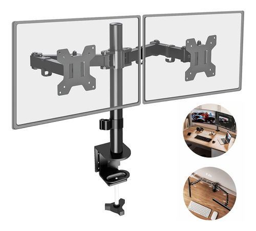 Soporte De Monitor Doble Para 2 Pantalla Giratorias Horizon