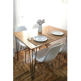 Juego De Comedor La Gala Furnitures Eames Legs Color Blanco Con 4 Sillas Mesa De 120cm De Largo Máximo X 80cm De Ancho X 72cm De Alto