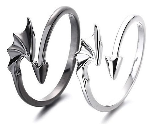 - Anillos Ajustables Con Diseño Ala De Demonio Para Parejas