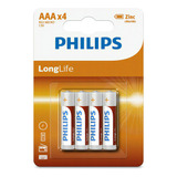Pila Bateria Philips Aaa Long Life Zinc R03 4 Unidades