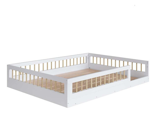 Cama Casal Com Grade De Proteção Infantil Branco 