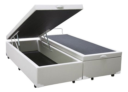 Base Cama Box Baú Blindado King Size Couro Sintético Branco