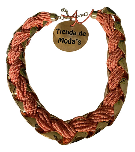 Collar De Diseño | Color Salmon | Piedras | Tienda De Modas