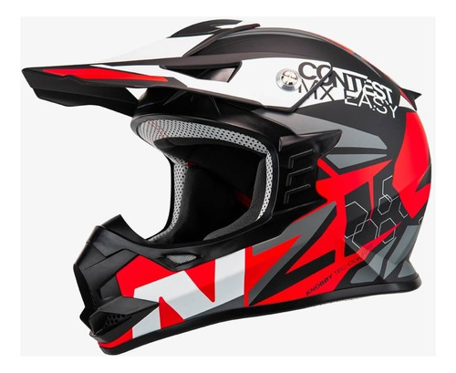 Casco Moto Cross Enduro Nzi Knobby Bolt Red -motoclick