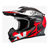 Casco Moto Cross Enduro Nzi Knobby Bolt Red -motoclick