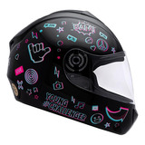 Capacete Moto Infantil Criança Fly Young Live Cor Preto Brilhante Tamanho Do Capacete 54