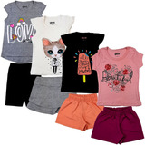 Kit 10 Roupa Infantil Meninas Atacado 5 Blusinha + 5 Bermuda