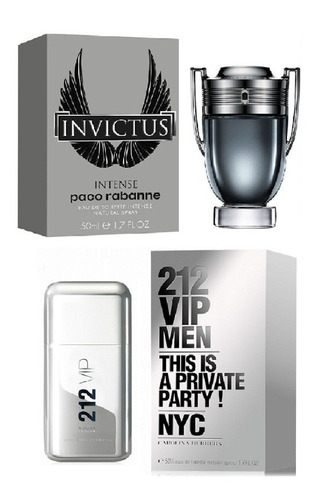 Perfume Duo 212 Vip Men Herrera+ Invictus Rabanne + Obsequio