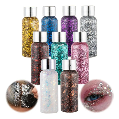 Body Glitter Maquillaje Cabello Cuerpo Brillos Colores 1pz