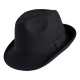 Sombrero Fedora En Paño Talla Ajustable Ala Corta 