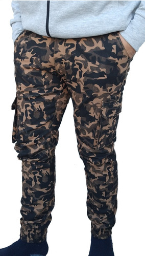 Pantalon Cargo Hombre Chupin Gabardina Elastizada Jogger 