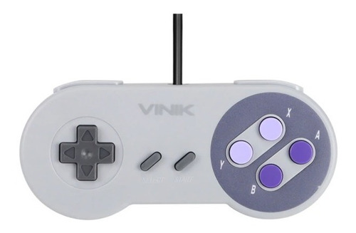 Controlador De Mando Usb Nintendo Super Nes Para Pc, Retro, Color Gris
