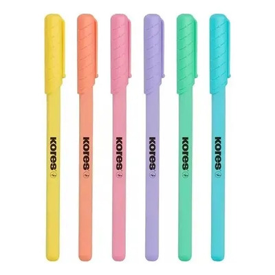 10 Bolígrafos/plumas Tinta Azul Barril Pastel Kores Exterior Multicolor