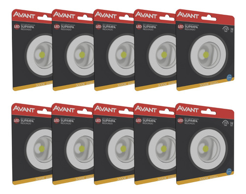 Kit 10 Spot Led Redondo Embutir 3w Bivolt Avant Sanca Forro