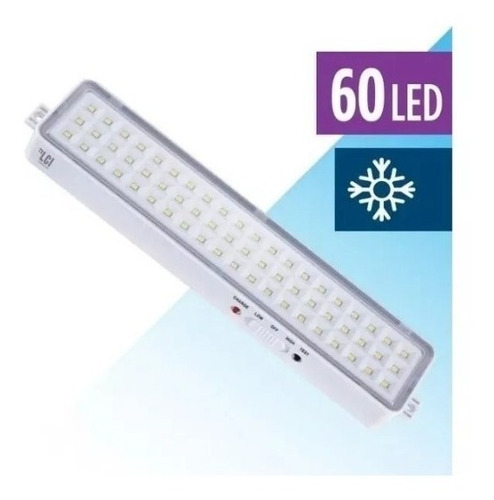 Luz De Emergencia Recargable Led 60 Leds Slim Bateria Litio