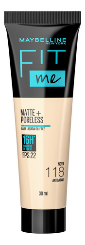 Base De Maquiagem Em Creme Maybelline Fit Me Matte+ Poreless Fit Me Fps Tom Nova 118 Antiga B80  -  30ml 30g