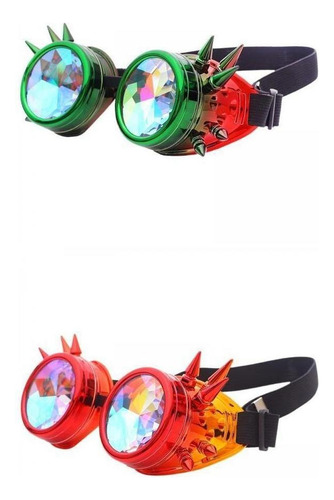 2x Rainbow Steampunk Goggles Gafas De Caleidoscopio