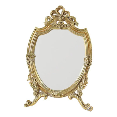 / Espejo De Maquillaje Estilo Vintage Con Soporte Ovalado /