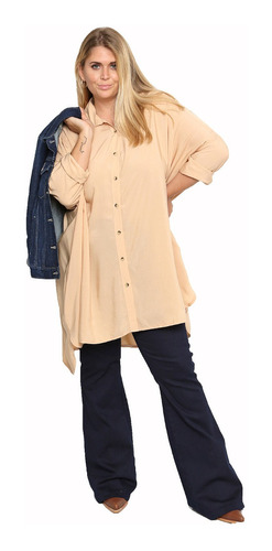 Maxi Camisa Oversized Con Bolsillos Talles Grandes Especial