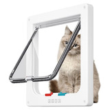 Puerta Para Gatos Exterior Abs - Traba 4modos - X L - Blanco