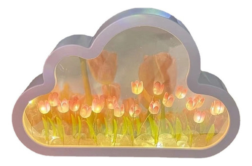 Lámpara Diy Tulips White Cloud, Diy Cloud Tulip Mirror Night