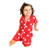 Pijama Infantil Menina Americano Criança Short Botões Verão