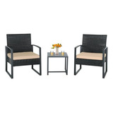 Conjunto Muebles Exterior Ratán Negro-marrón