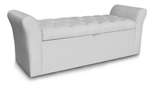 Recamier Baú Egeo Cama Casal 120x51 Corino Branco