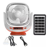 Ventilador Portatil Con Altavoz Bluetooth, Fm, Panel Solar 