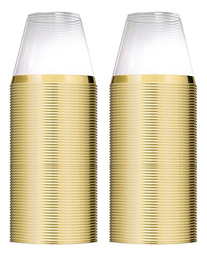 Vasos De Plástico Dorados Desechables De 9 Oz, Copa De Vino