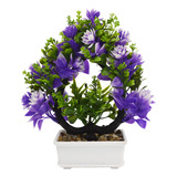 Planta Bonsái De Flores Artificiales Macetero Plástico 26cm 