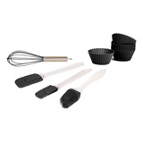 Set 4 Utensilios Silicona Repostería + Moldes Muffins Carol