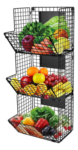 Cesta De Alambre Apilable Organizador De Frutas Verduras